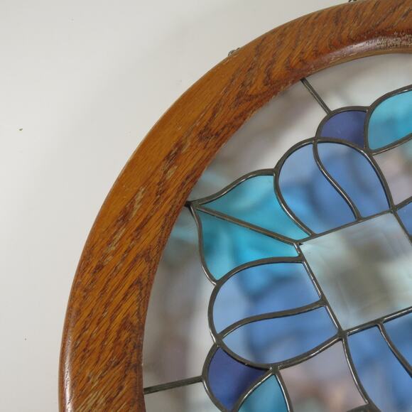 Stained Glass Window Wall Decor Geometric Design Blue Crystal Beveled  14"x10" - Picture 8 of 16